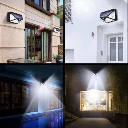 SET 4 LAMPI SOLARE 100 LED - 3 MOD ILUMINARE